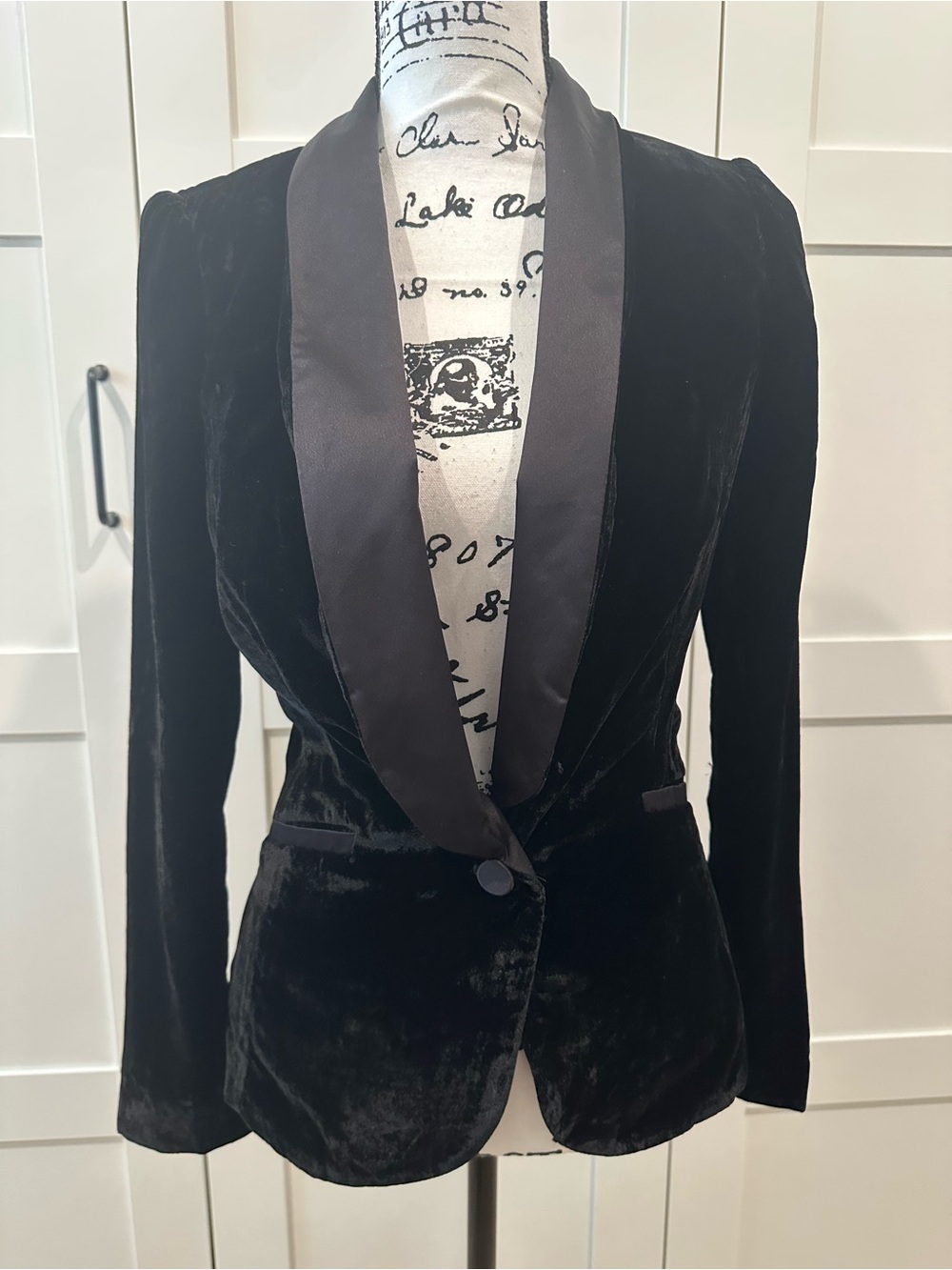 Lauren Conrad Black Velvet Tuxedo Blazer with Satin Lapel - Women's Jacket